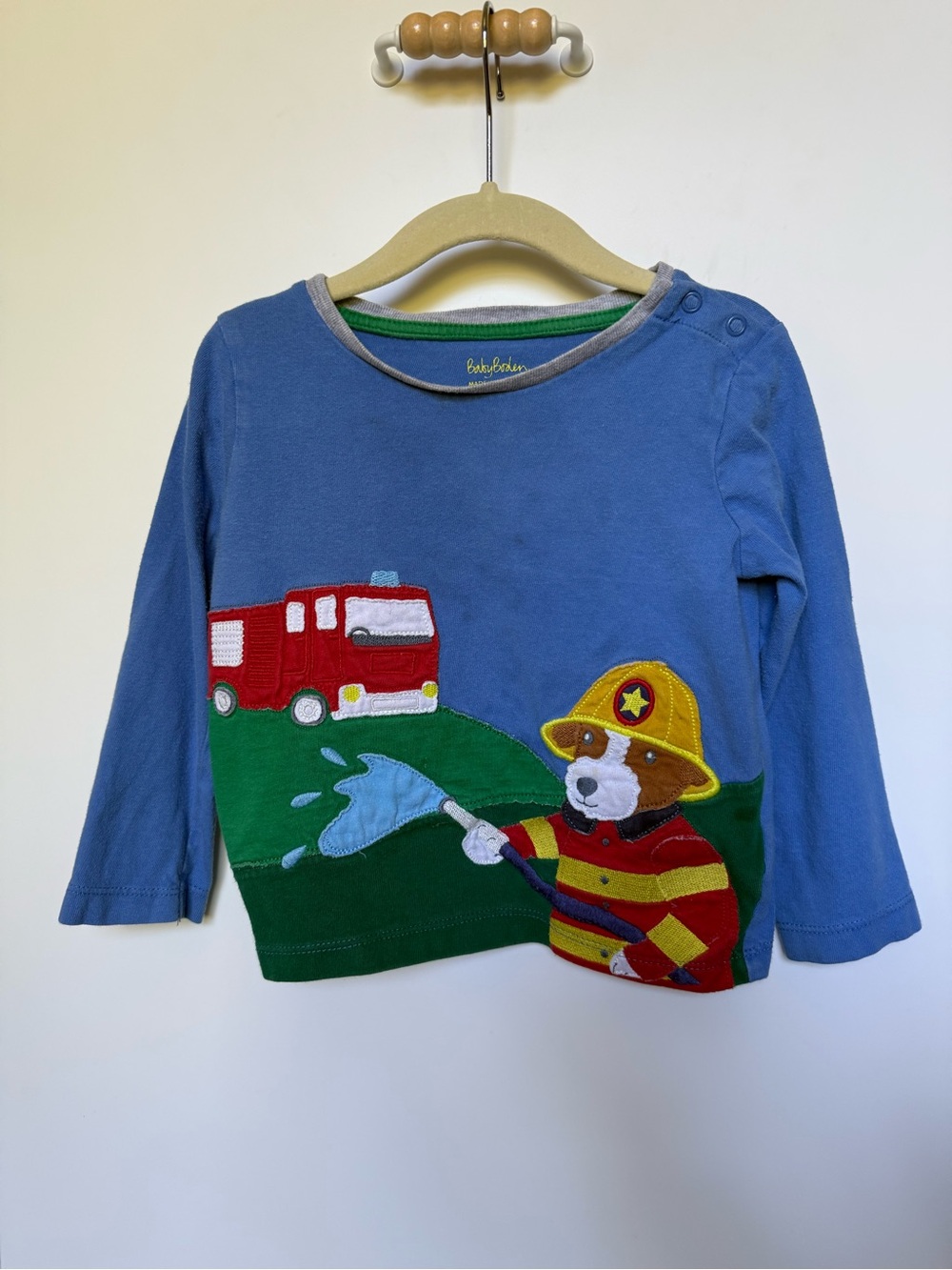 Baby Boden - Firefighter Appliqué Long Sleeve Tee - Sz 18 24 mo